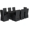 Image de vidaXL Salon de jardin 9 pièces avec coussins noir poly rotin