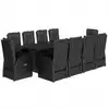 Image de vidaXL Ensemble de jardin 11 pièces avec coussins Noir Poly Rattan