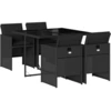 Image de vidaXL Ensemble de jardin 5 pièces avec coussins Noir Poly Rattan