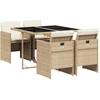 Image de vidaXL Salon de jardin 5 pièces avec coussins Beige Poly Rattan