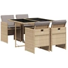 Image de vidaXL Salon de jardin 5 pièces avec coussins Mélange beige Poly rotin
