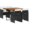 Image de vidaXL Ensemble de jardin 5 pièces avec coussins Noir Poly Rattan