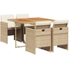Image de vidaXL Salon de jardin 5 pièces avec coussins Beige Poly Rattan