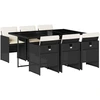 Image de vidaXL Ensemble de jardin 7 pièces avec coussins Noir Poly Rattan