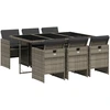 Image de vidaXL Ensemble de jardin 7 pièces avec coussins Gris Poly rotin