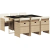 Image de vidaXL Ensemble de jardin 7 pièces avec coussins Beige Poly rotin