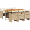 Image de vidaXL Ensemble de jardin 7 pièces avec coussins Beige Poly rotin