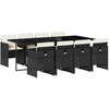 Image de vidaXL Salon de jardin 9 pièces avec coussins noir poly rotin