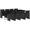 Image de vidaXL Salon de jardin 9 pièces avec coussins noir poly rotin