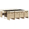 Image de vidaXL Salon de jardin 9 pièces avec coussins Beige Poly Rattan