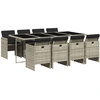 Image de vidaXL Salon de jardin 9 pièces avec coussins gris clair Poly rotin
