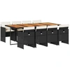 Image de vidaXL Salon de jardin 9 pièces avec coussins noir poly rotin