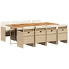 Image de vidaXL Salon de jardin 9 pièces avec coussins Beige Poly Rattan