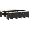 Image de vidaXL Ensemble de jardin 11 pièces avec coussins Noir Poly Rattan