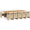 Image de vidaXL Salon de jardin 11 pièces avec coussins Beige Poly Rattan