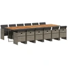 Image de vidaXL Ensemble de jardin 13 pièces avec coussins Gris Poly rotin