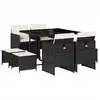 Image de vidaXL Salon de jardin 9 pièces avec coussins noir poly rotin