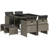 Image de vidaXL Salon de jardin 9 pièces avec coussins Gris Poly Rattan