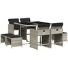 Image de vidaXL Salon de jardin 9 pièces avec coussins gris clair Poly rotin