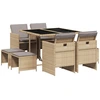 Image de vidaXL Salon de jardin 9 pièces avec coussins Mélange beige Poly rotin