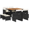 Image de vidaXL Salon de jardin 9 pièces avec coussins noir poly rotin