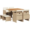 Image de vidaXL Salon de jardin 9 pièces avec coussins Beige Poly Rattan