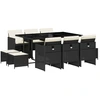Image de vidaXL Ensemble de jardin 11 pièces avec coussins Noir Poly Rattan