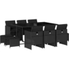 Image de vidaXL Ensemble de jardin 11 pièces avec coussins Noir Poly Rattan