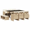 Image de vidaXL Salon de jardin 11 pièces avec coussins Beige Poly Rattan