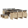 Image de vidaXL Salon de jardin 11 pièces avec coussins Mélange beige Poly rotin