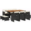 Image de vidaXL Ensemble de jardin 11 pièces avec coussins Noir Poly Rattan