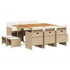 Image de vidaXL Salon de jardin 11 pièces avec coussins Beige Poly Rattan