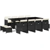 Image de vidaXL Ensemble de jardin 13 pièces avec coussins Noir Poly Rattan