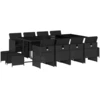 Image de vidaXL Ensemble de jardin 13 pièces avec coussins Noir Poly Rattan