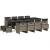 Image de vidaXL Ensemble de jardin 13 pièces avec coussins Gris Poly rotin