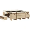 Image de vidaXL Salon de jardin 13 pièces avec coussins Beige Poly Rattan