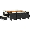 Image de vidaXL Ensemble de jardin 13 pièces avec coussins Noir Poly Rattan