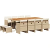 Image de vidaXL Salon de jardin 13 pièces avec coussins Beige Poly Rattan