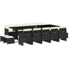 Image de vidaXL Ensemble de jardin 15 pièces avec coussins Noir Poly Rattan