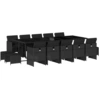 Image de vidaXL Ensemble de jardin 15 pièces avec coussins Noir Poly Rattan
