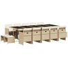 Image de vidaXL Salon de jardin 15 pièces avec coussins Beige Poly Rattan