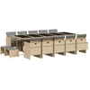 Image de vidaXL Ensemble de jardin 15 pièces avec coussins Mélange beige Poly rotin