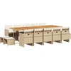 Image de vidaXL Salon de jardin 15 pièces avec coussins Beige Poly Rattan