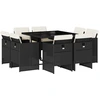 Image de vidaXL Salon de jardin 9 pièces avec coussins noir poly rotin