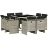 Image de vidaXL Salon de jardin 9 pièces avec coussins gris clair Poly rotin