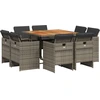 Image de vidaXL Salon de jardin 9 pièces avec coussins Gris Poly Rattan