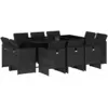 Image de vidaXL Ensemble de jardin 11 pièces avec coussins Noir Poly Rattan