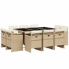 Image de vidaXL Salon de jardin 11 pièces avec coussins Beige Poly Rattan