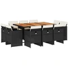 Image de vidaXL Ensemble de jardin 11 pièces avec coussins Noir Poly Rattan