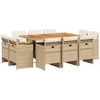 Image de vidaXL Salon de jardin 11 pièces avec coussins Beige Poly Rattan